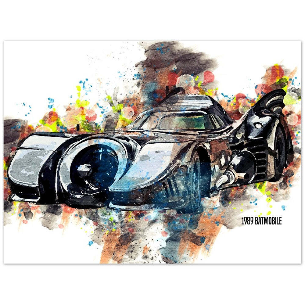 Batman 1989 Batmobile Watercolor Painting Art Print Poster