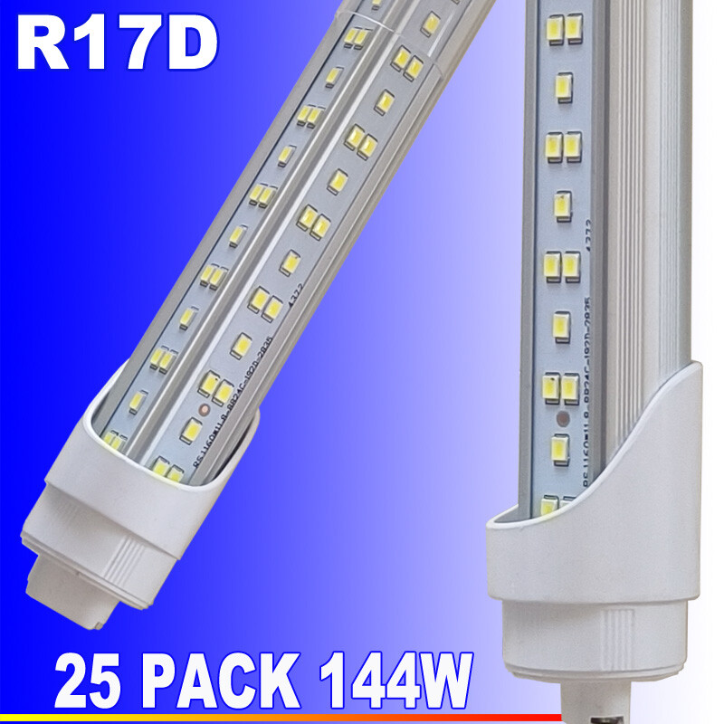 25-Pack T8 R17D HO 8ft LED Tube Lights 144W 6500K Shop Lighting