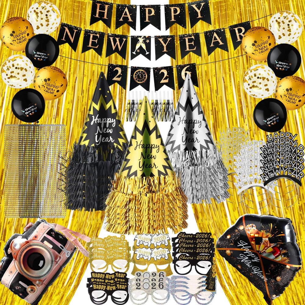 113 Pcs New Years Eve Party Supplies 2026 Bulk Happy New Year Decorations Kit...