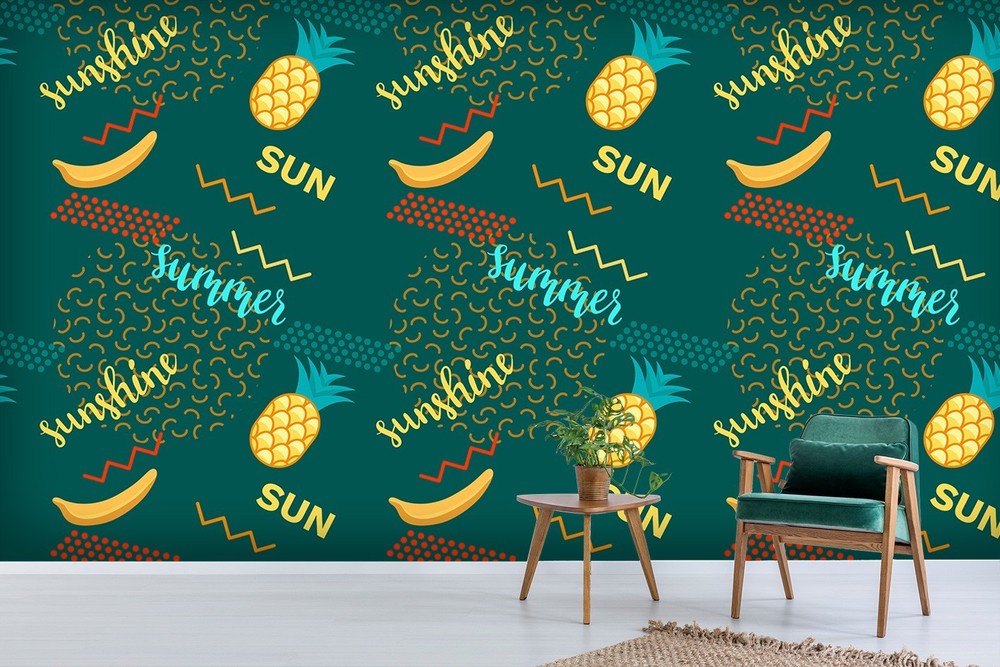 3D Fruit Pineapple Banana Pattern Wall Murals Wallpaper Murals Wall Sticker