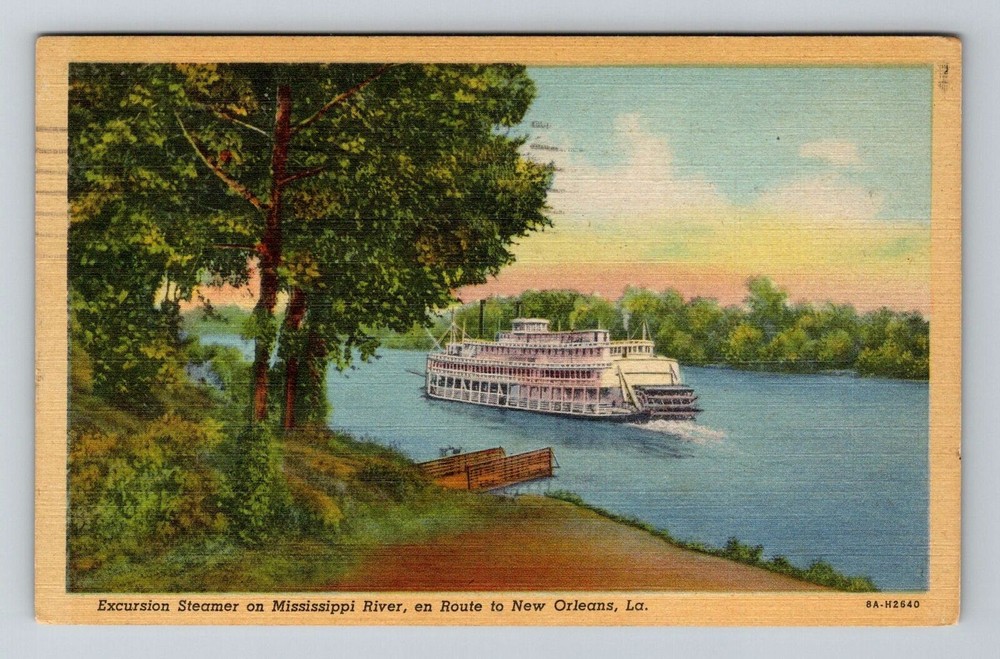 New Orleans LA-Louisiana, Excursion Steamer Mississippi River Vintage Postcard