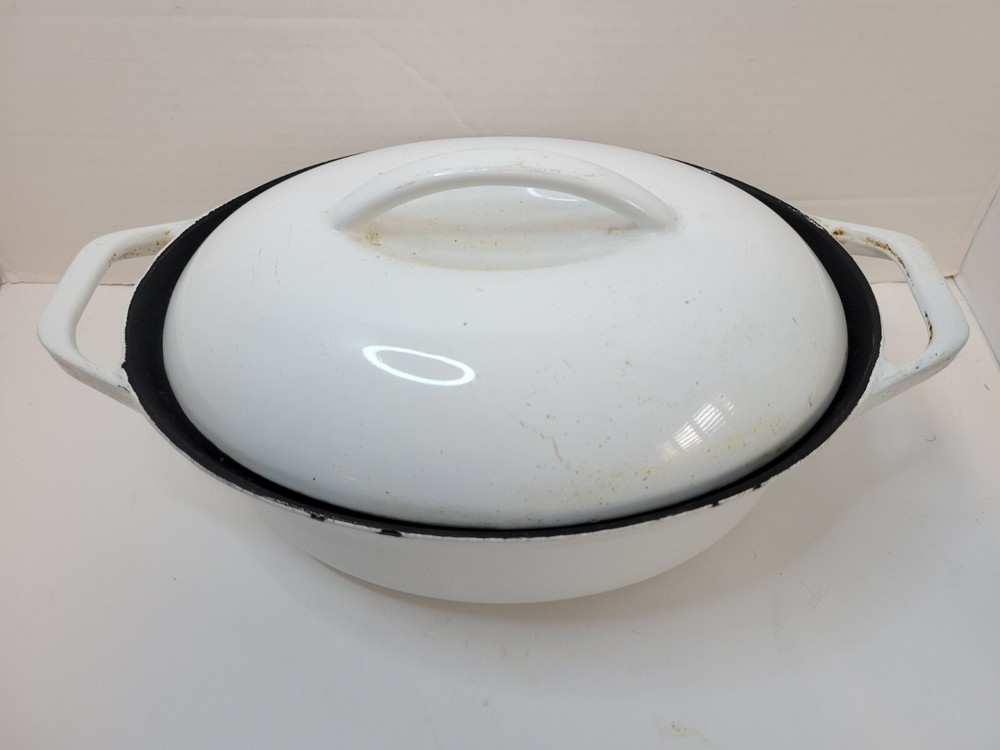 Vintage Waterford Colorcast Dutch Oven Cast Iron Enamel Oval White Ireland 4.5L