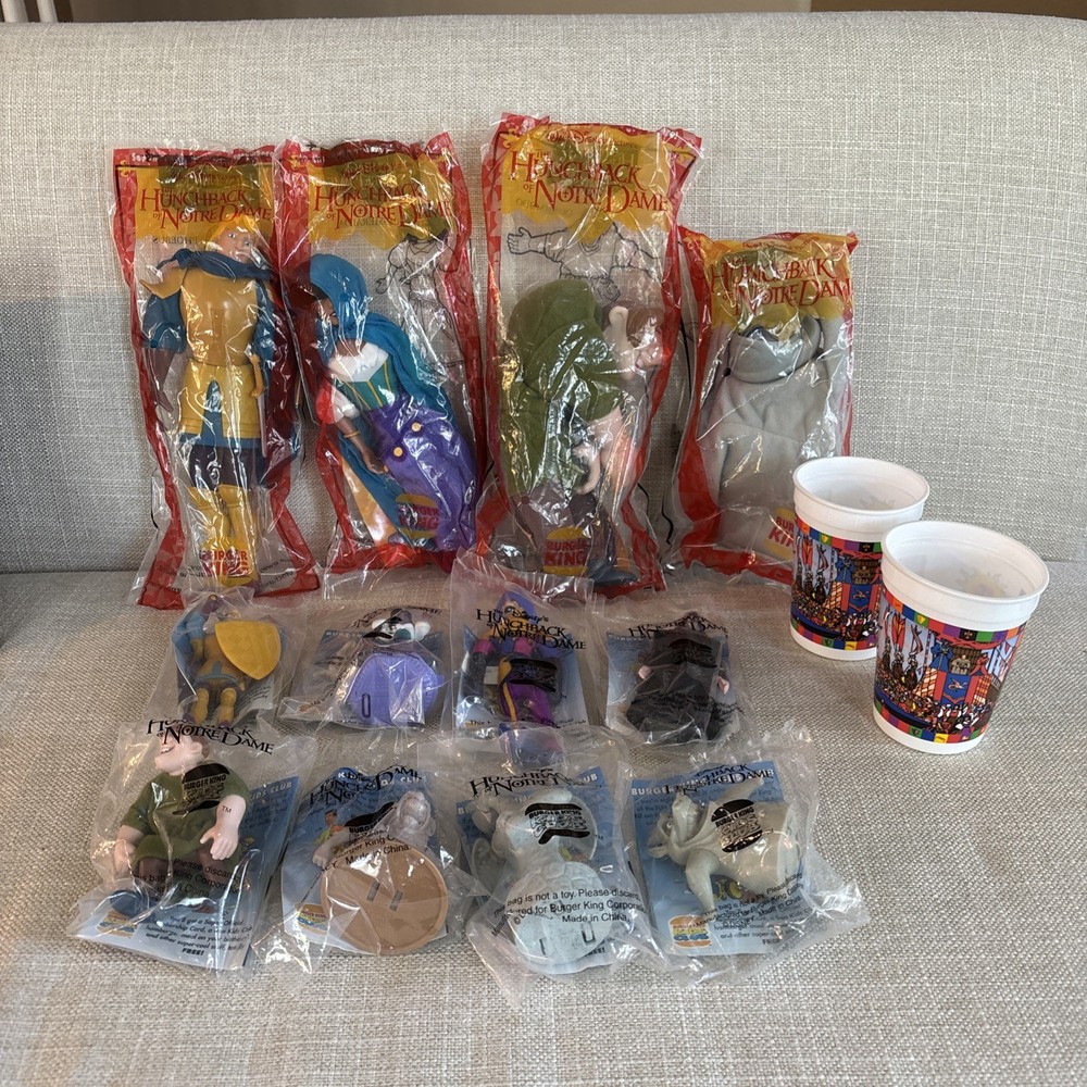 1996 Burger King Hunchback of Notre Dame Collectible Set with 2 Cups New