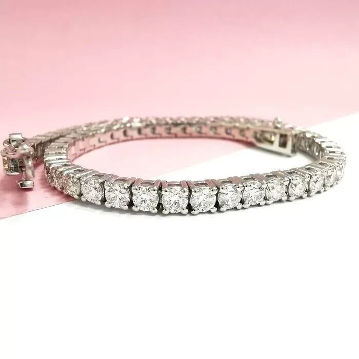 6.27CT Round Cut Certified GH/VS Natural Diamond Tennis Bracelet 14k White Gold
