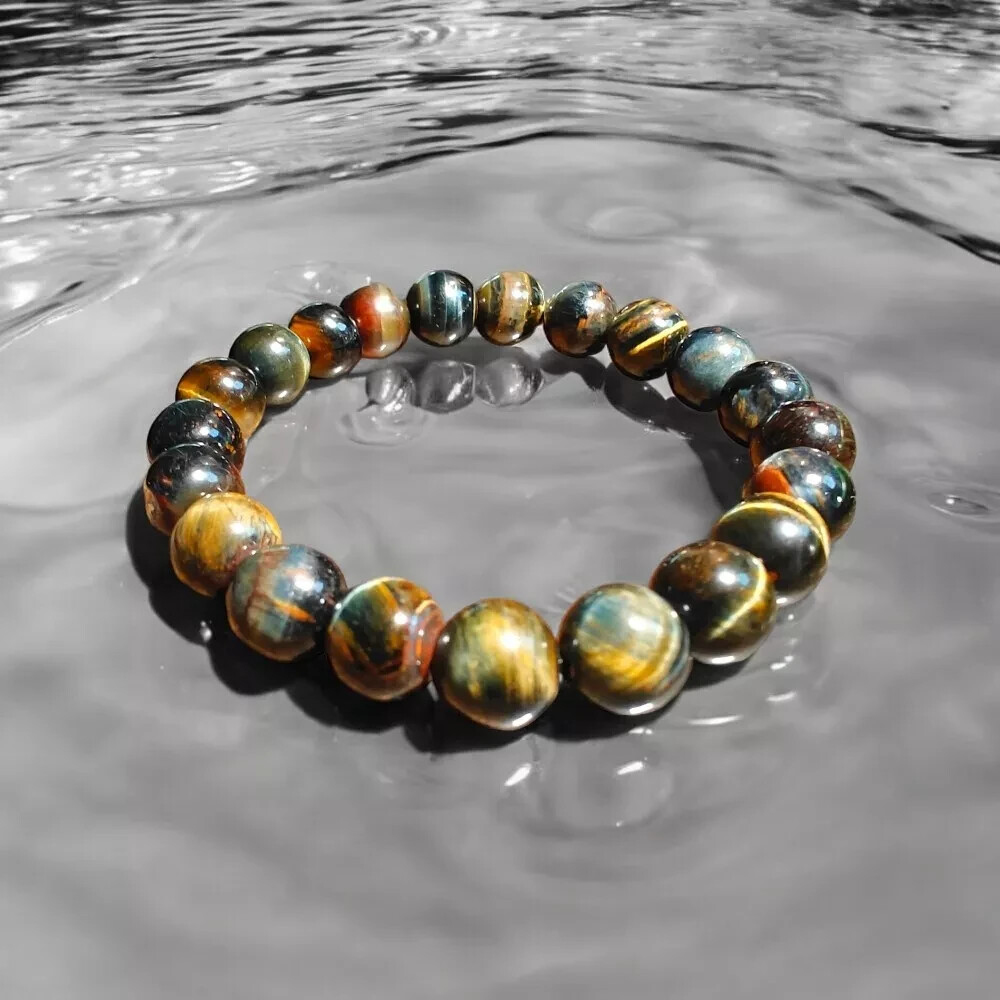 Healing Tiger Eye Bracelet | 10mm Natural Stones Hybrid Colors Unisex!BUY NOW!