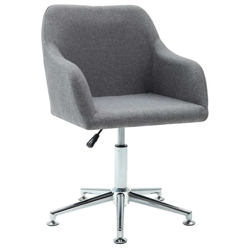 Light grey polyester dining chair with plywood seat and adjustable steel frame