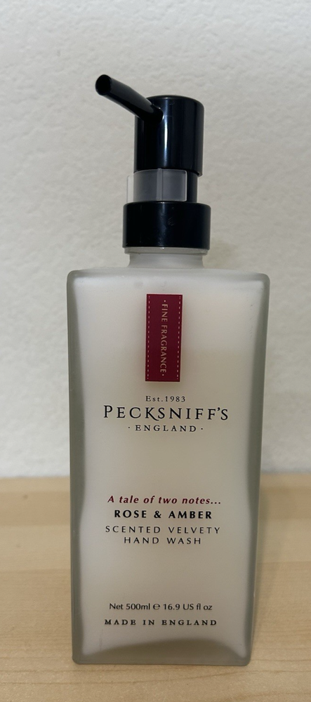 Pecksniff Rose & Amber Velvety Hand Wash in Elegant Glass Bottle 16.9 oz