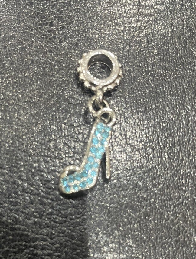 Turquoise Crystal Shoe Charm Like Pandora Alloy Free Postage for Mothers Day-image