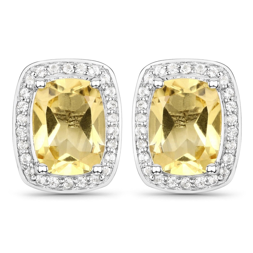 2.81 Carat Genuine Citrine and White Topaz Sterling Silver Earrings