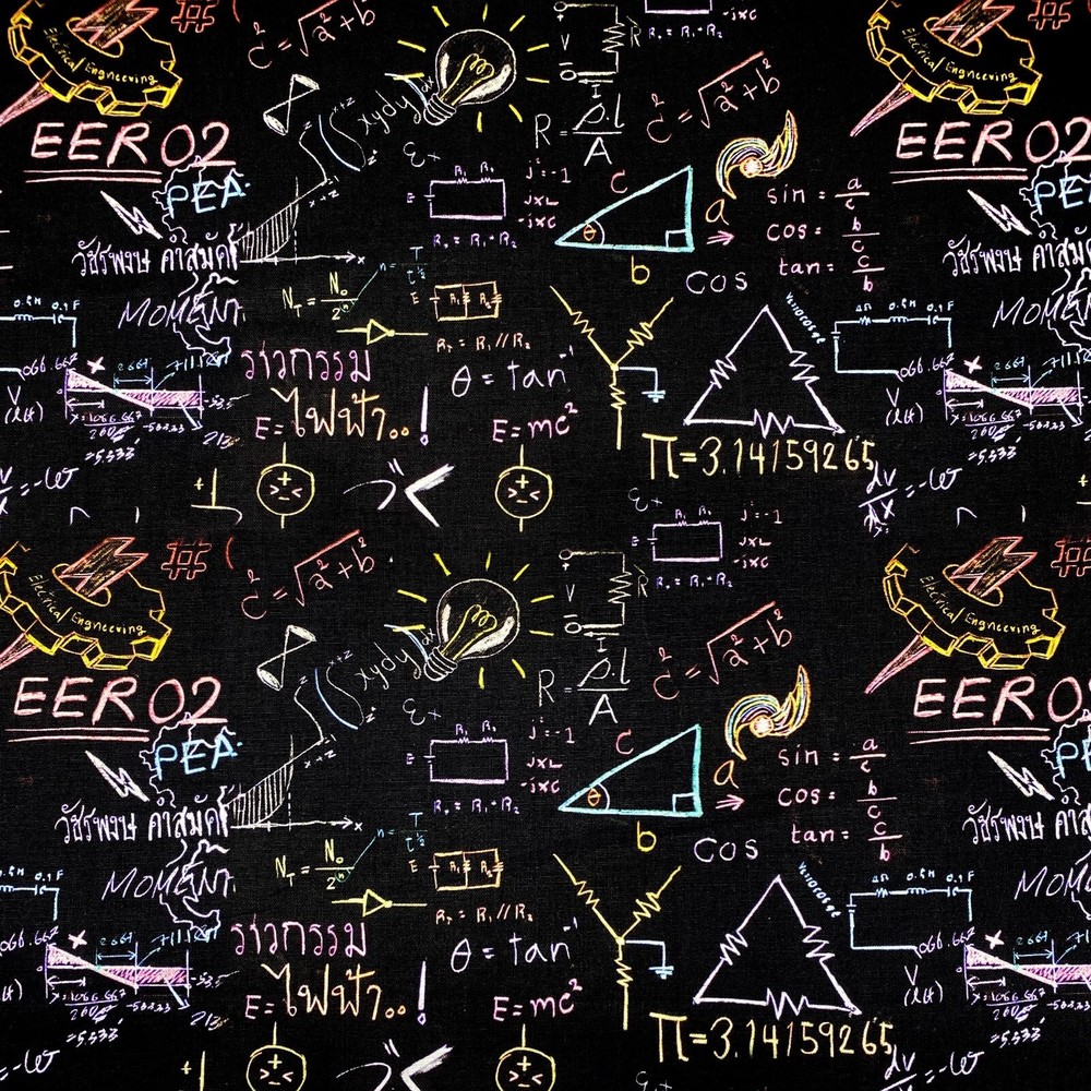 Back to School Math Physics Sewing Quilting Cotton Fabric 1/2 Yard-image