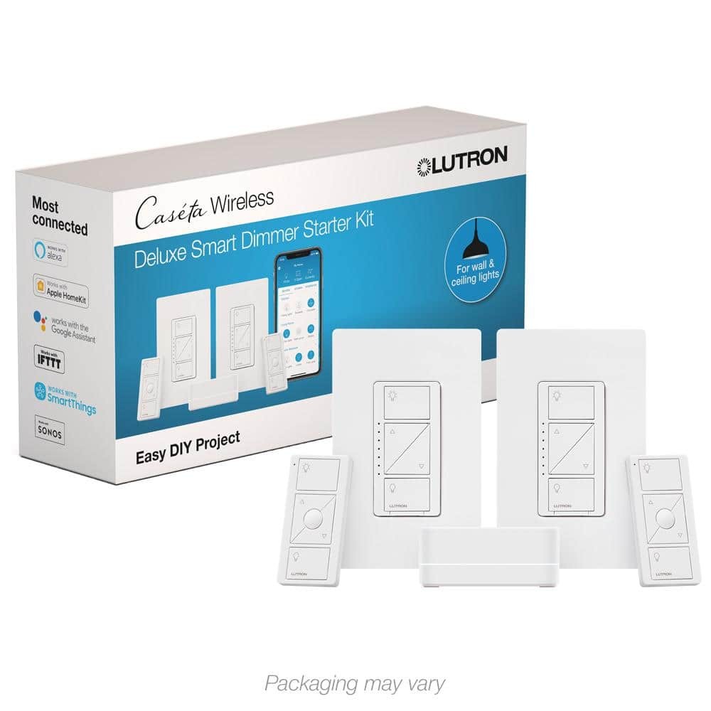 Caseta Smart Lighting Dimmer Switch Starter Kit with Hub - 2 Count