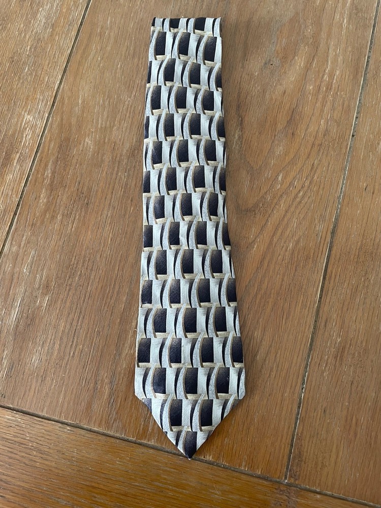 PIERRE CARDIN Necktie Black Silver Gold Men's Tie - 100% Silk