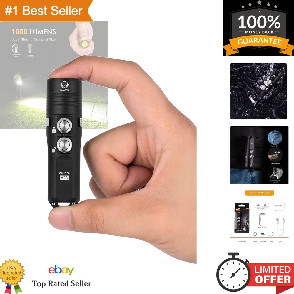 Versatile Aurora A23 1000 Lumens Waterproof Flashlight - Ideal for Camping & DIY