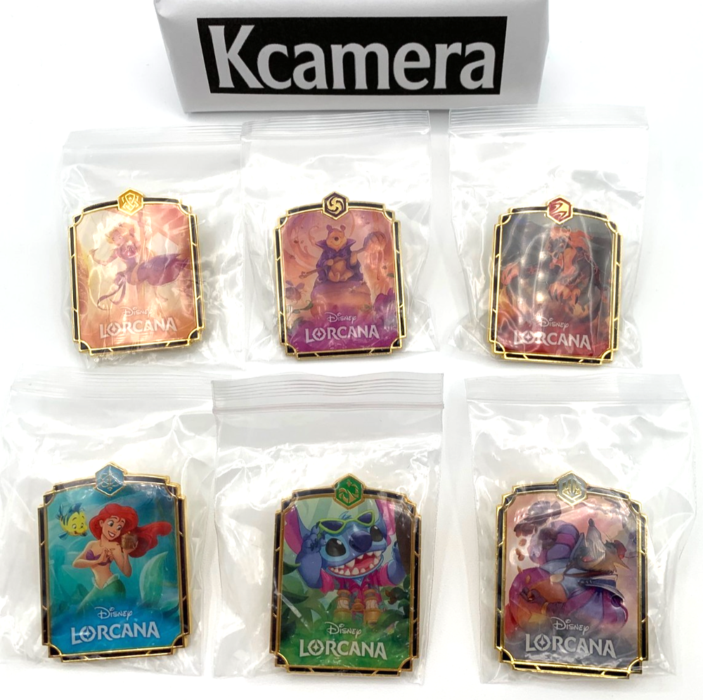 Disney Lorcana Promo Pin Set of 6 - Rapunzel Pooh Scar Ariel Stitch Sheriff