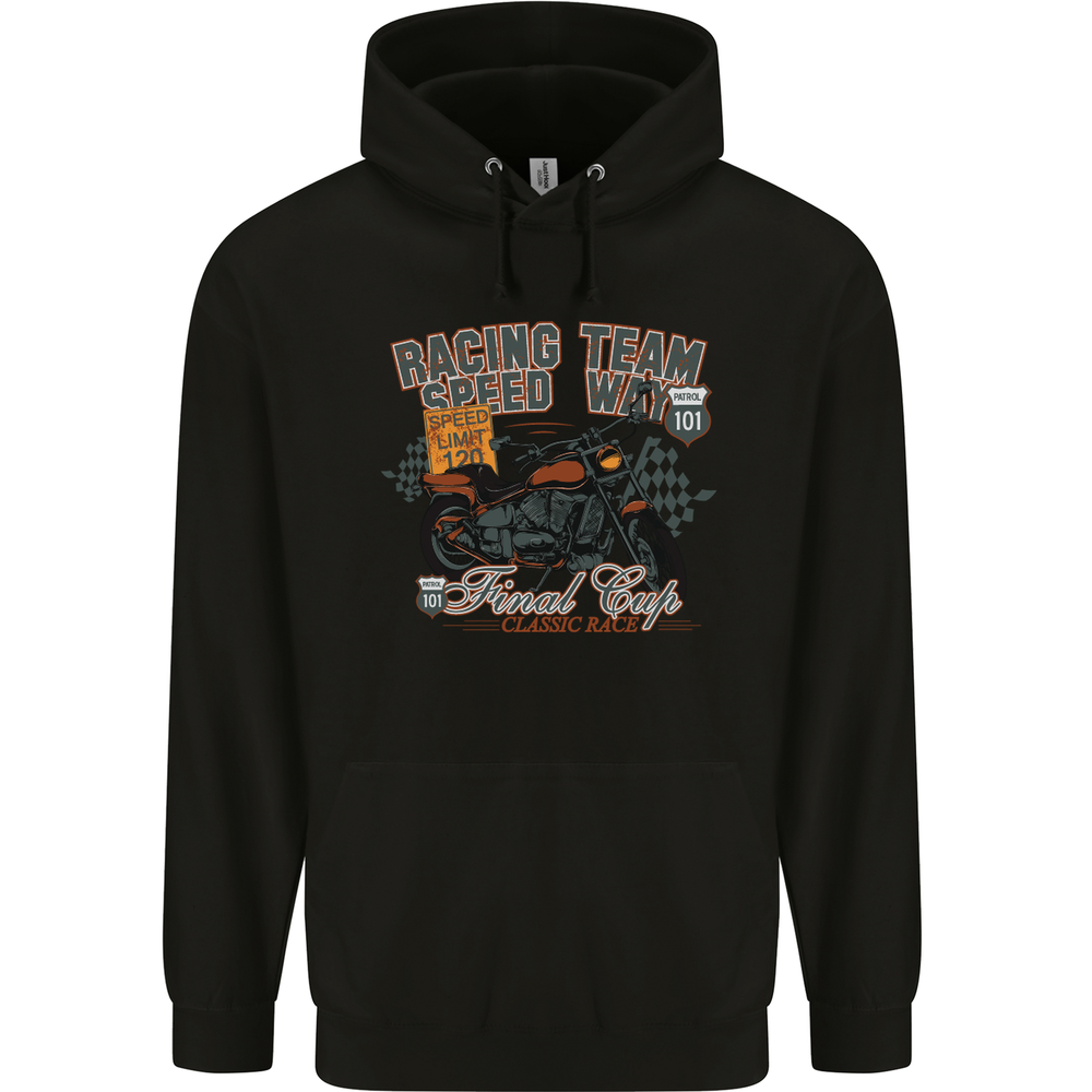 Speed Way Motorcycle Motorbike Biker Mens 80% Cotton Hoodie