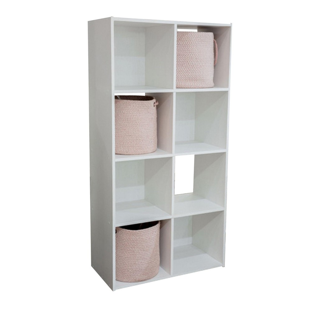 Benjara BM296521 47-inch Lizy 8-Cube Storage Bookcase Organizer in White