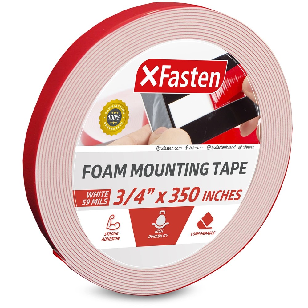 XFasten Double Sided Tape Foam Mounting Tape, 3/4-Inch x 350-Inch
