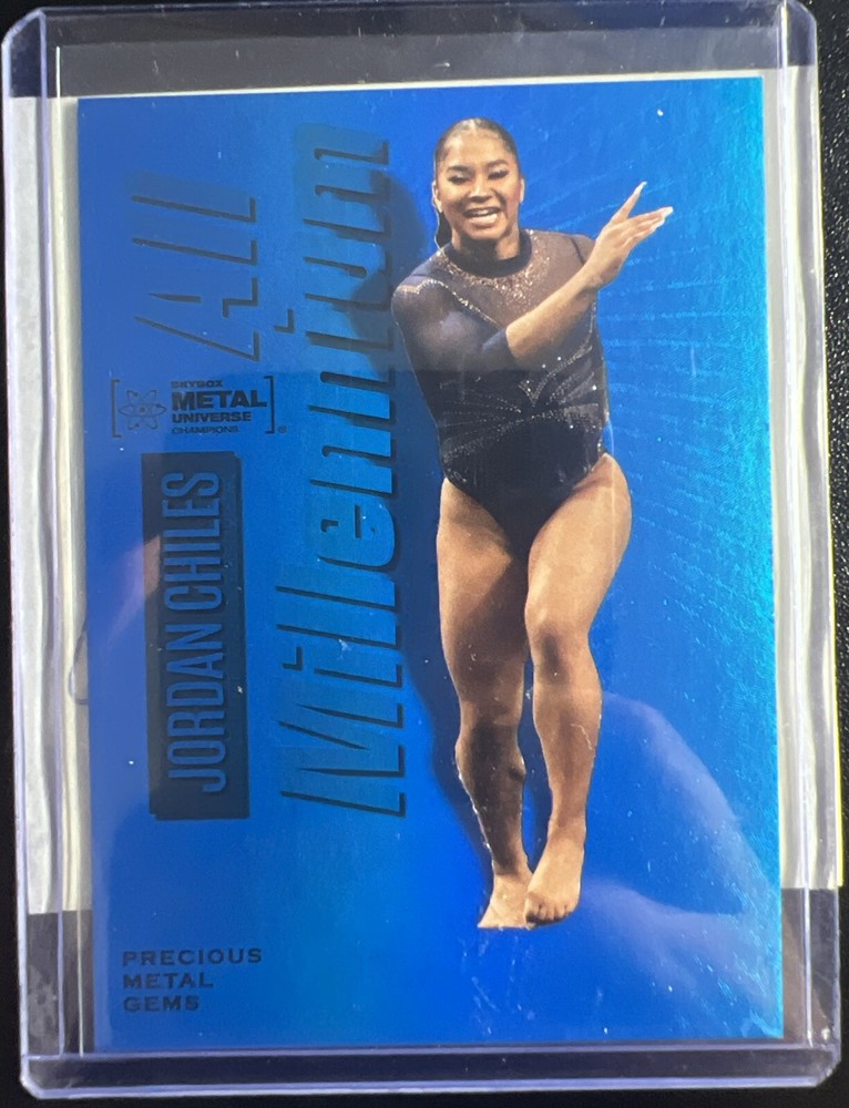 2023 Skybox Metal Jordan Chiles 34/50 Blue PMG Precious Metal Gems Rookie