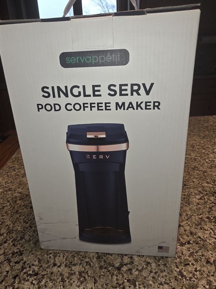 Servappetit Single Pod Coffee Maker Machine Navy / rose gold  Brand New in Box