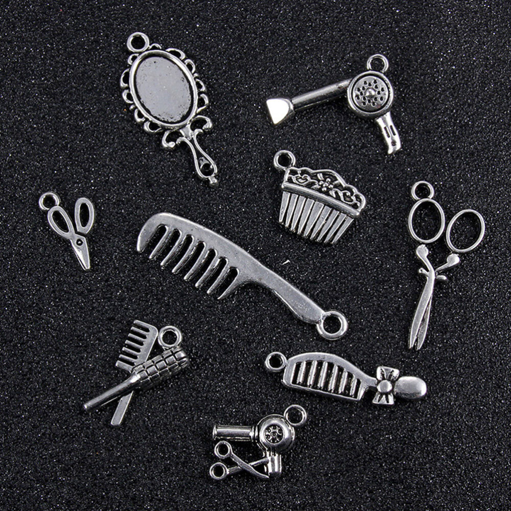 2 Bag 40pcs Pendant Metal Pendant Charm Hairstylist Charm Jewelry