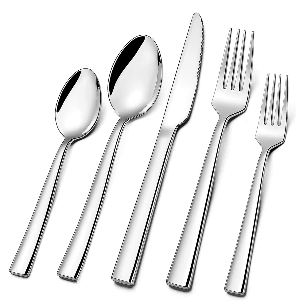 Silverware Set for 4, 20-Piece Stainless Steel Flatware Cutlery Set, Square E...