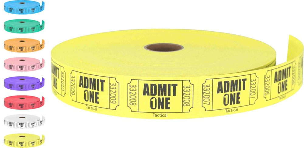 2000 Raffle Tickets Single Roll Admit One for Events Classes Entry  