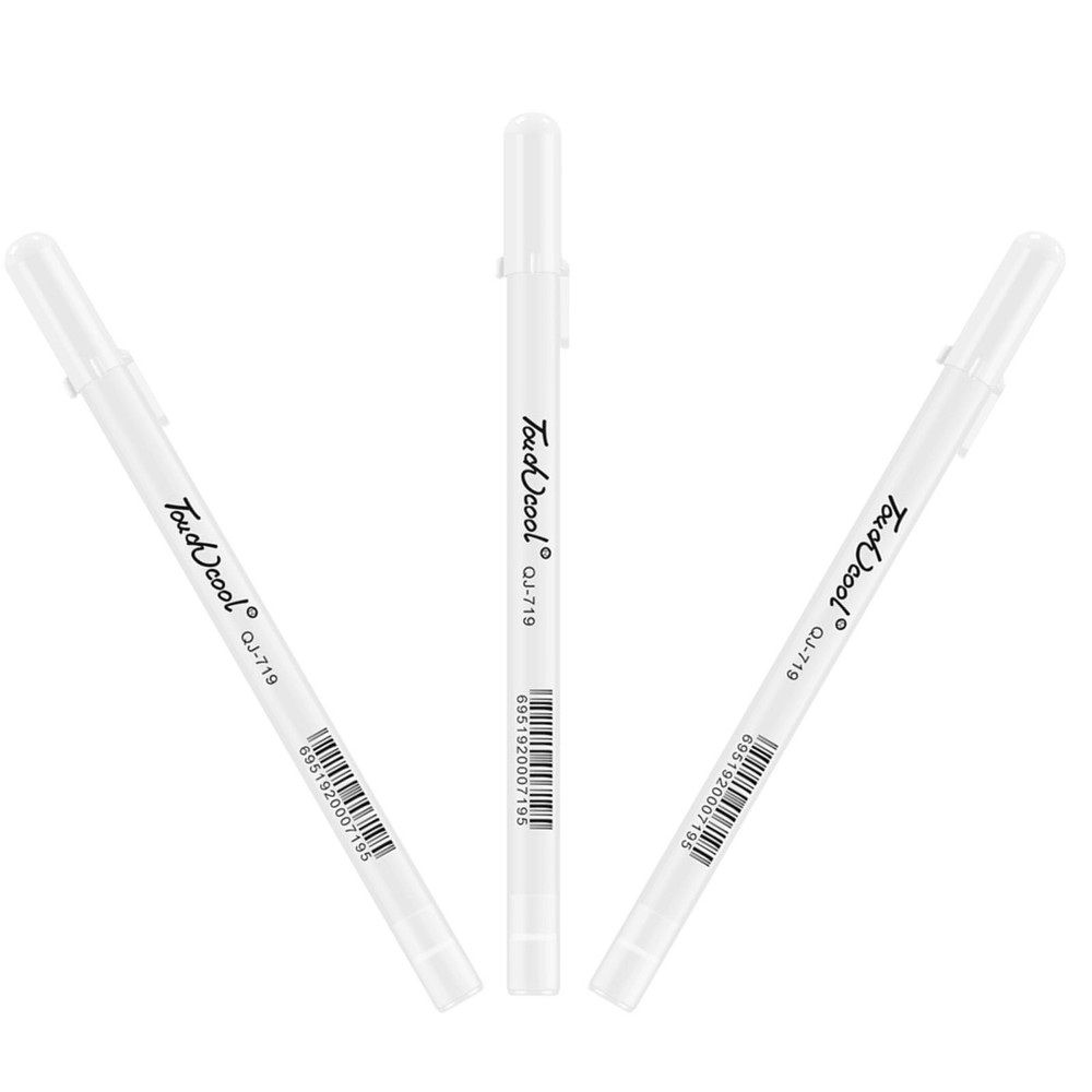 3Pack 0.8mm Fine F Tip White Gel Ink Marker Pen Drawing Art Sketching Painting