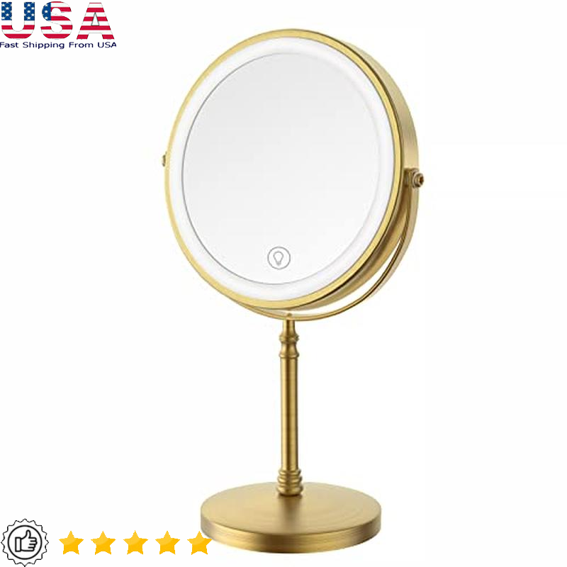 3000mAh Rechargeable Lighted Makeup Mirror with 1X10X Magnification and 360° Rotation