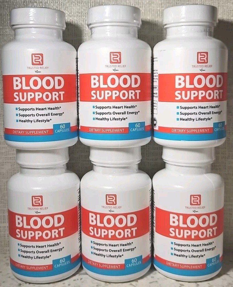 Lot Of 6 Trusted Relief Blood Support 60 Capsules Advanced Formula Energy Cardio