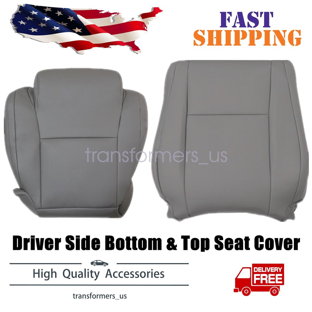 For 2007-2013 Toyota Tundra Sequoia Driver Bottom & Top Leather Seat Cover Gray