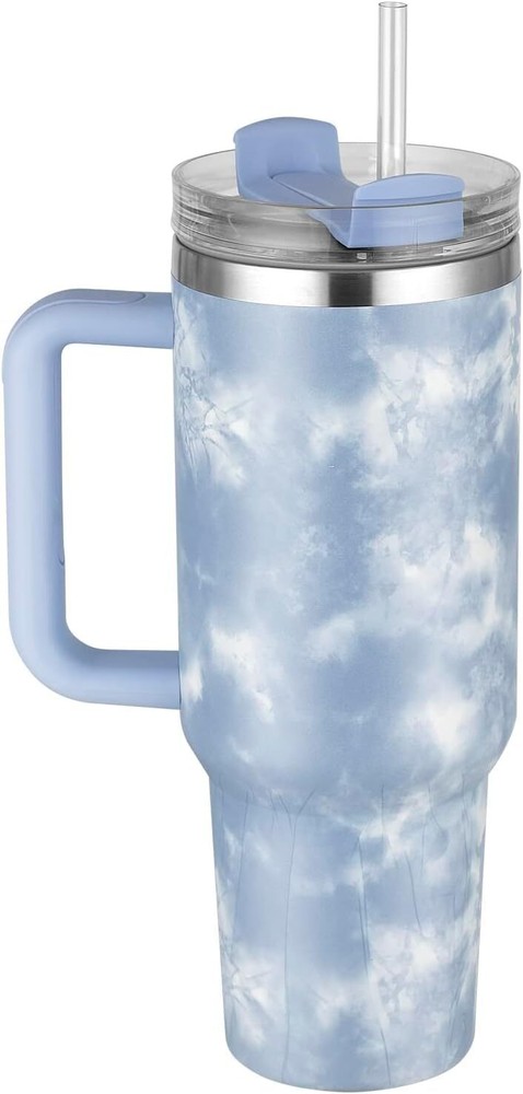 Stainless Steel Insulated Tumbler 40 Oz With Handle And Straw Travel Mug Blue Ti