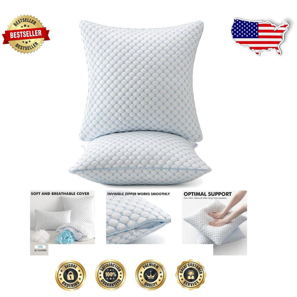 Set of 2 Adjustable 24x24 Cooling Throw Pillow Inserts for Sofa & Bedroom