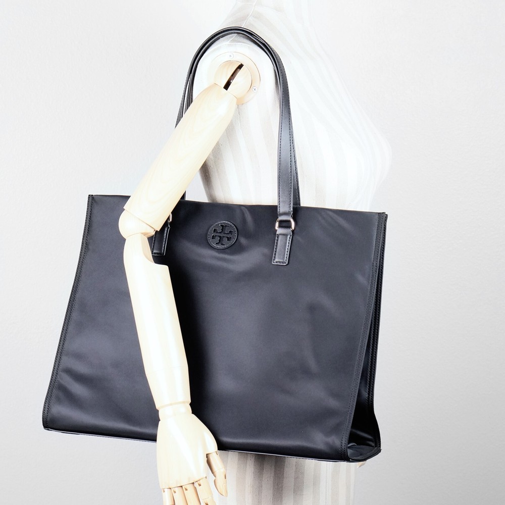 Latest Tory Burch Ella Black Nylon Large Tote Travel Shoulder Bag 136144