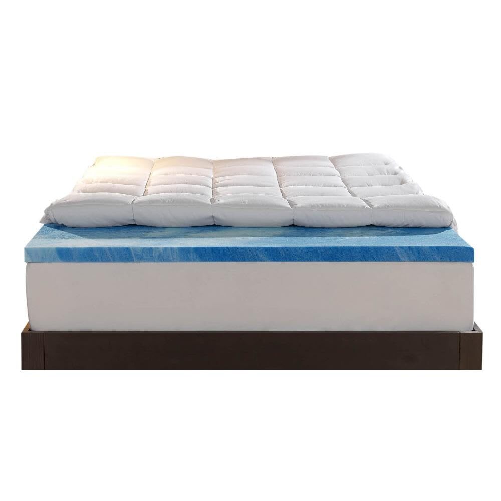 Dual Layer 4 Inch Memory Foam Mattress Topper, King Size, Medium Support, 2 I...