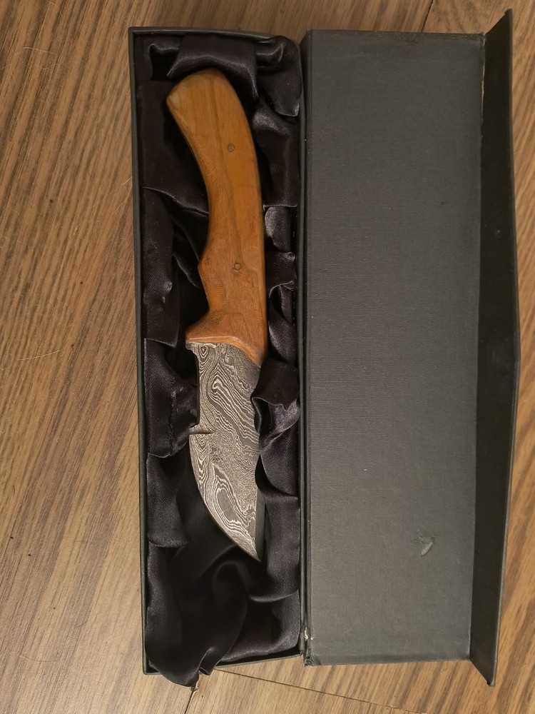 Custom Handmade Damascus Hunting Knife with Forged Steel Blade