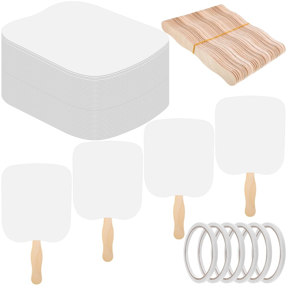 Fan Handle Craft Sticks Wavy Wooden Sticks, Blank White Cardstock, Double Sid...