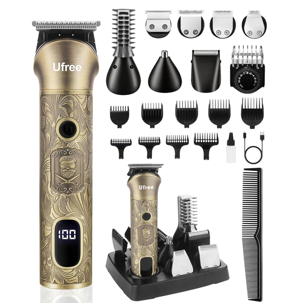 Electric Beard Trimmer Men Grooming Kit 7 Heads Electric Razors for Face Body