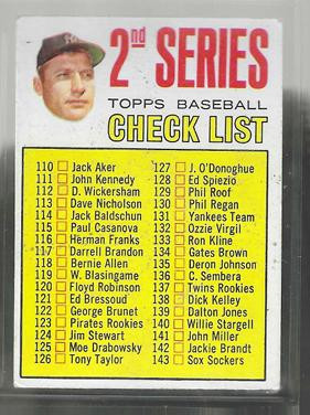 1967 Topps #103a 2nd Series Checklist 110-196 Featuring Mickey Mantle