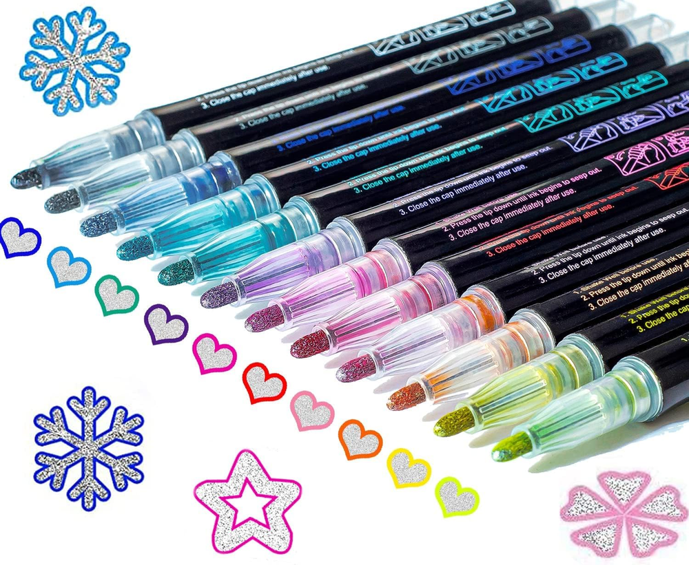 Muchcute Shimmer Markers Outline Glitter Gel Pens: 12 Christmas Stocking Stuffer