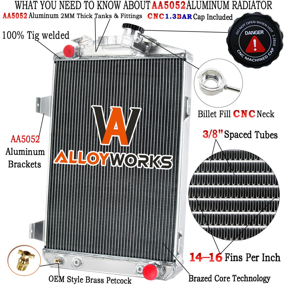 4 Rows Aluminum Radiator for 1930 Chevrolet Chevy Car Chevy V8 Conversion Engine