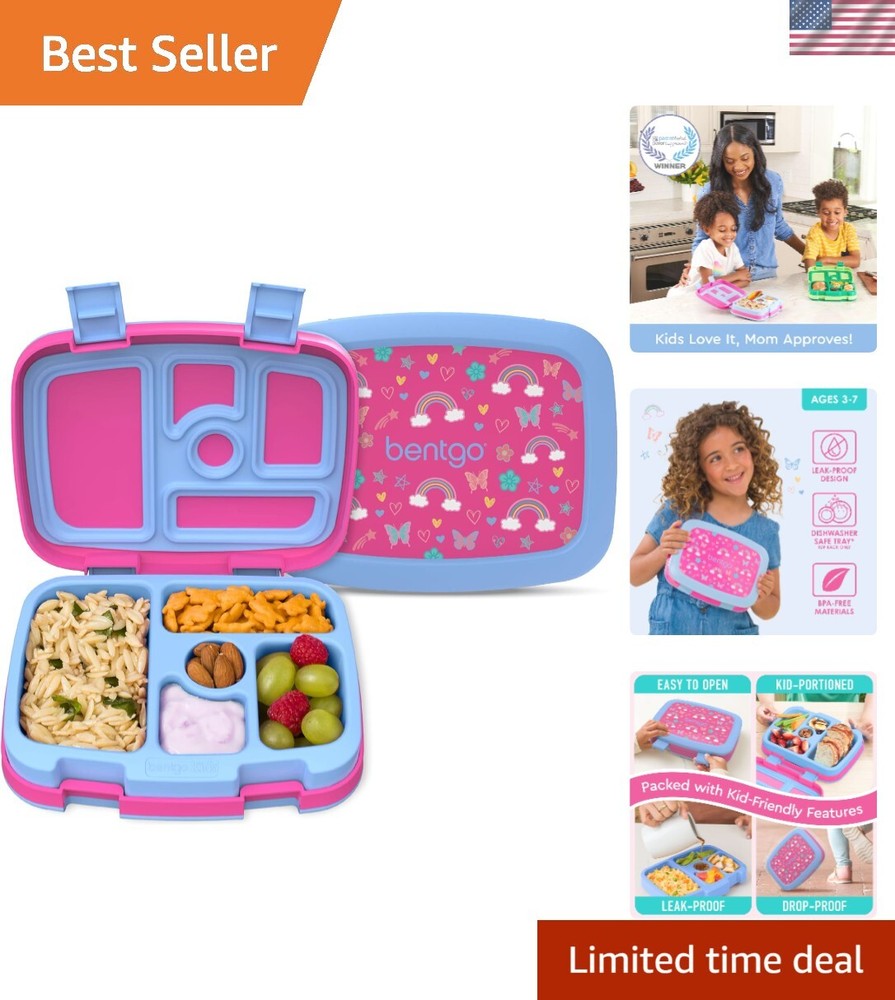 Leak-Proof 5-Compartment Bento Lunch Box for Kids - Ideal Portions