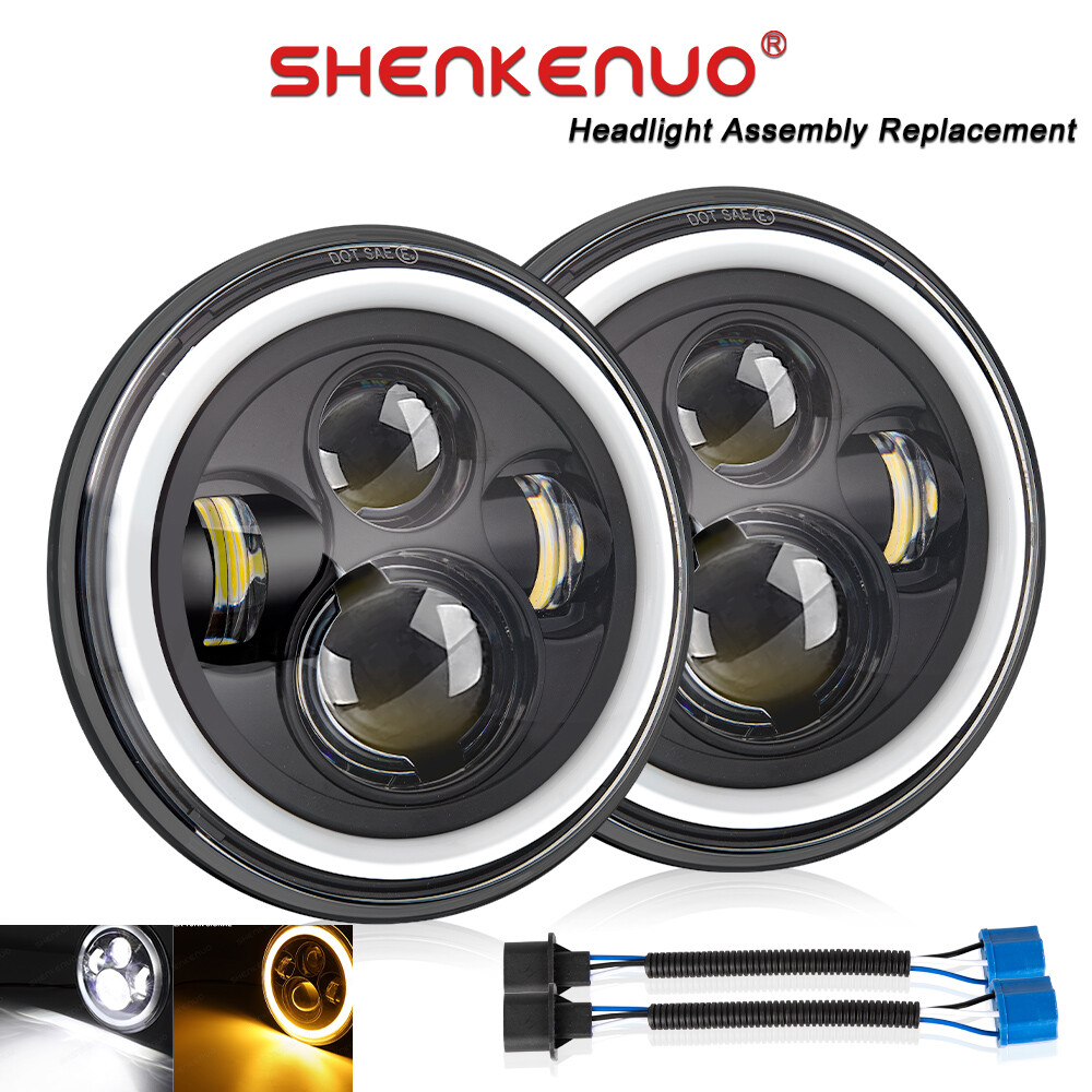 7inch LED Halo Angel Eyes Headlight Hi/Lo Beam for 2007-2014 Toyota FJ Cruiser