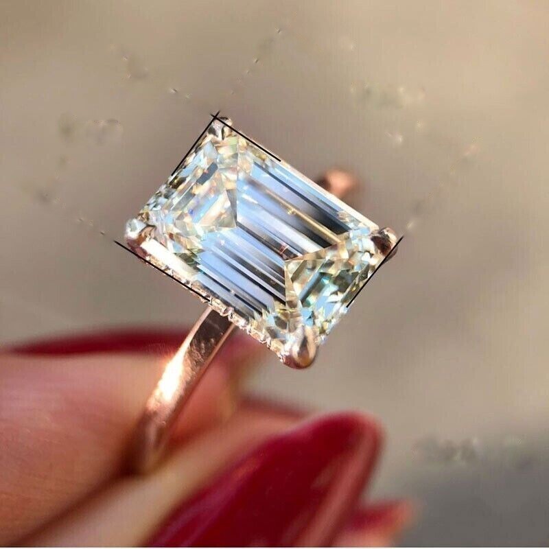 1.30Ct Emerald Cut Simulated Diamond Wedding Band Ring In 14K Yellow Gold Plated