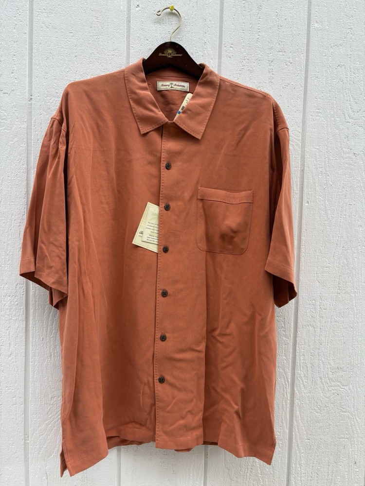 Clearance Sale!! New Tommy Bahama Men’s Silk Shirt ,Size XL , Orange-image