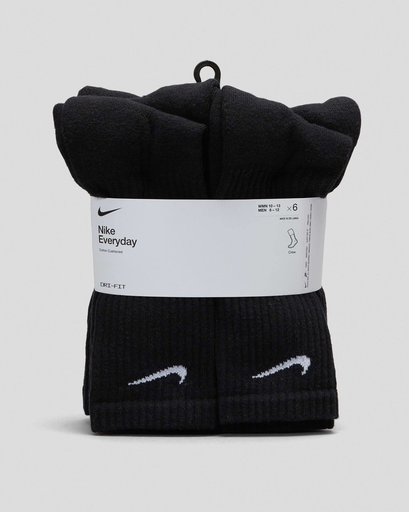 Nike Socks Mens 8-12 Women’s 10-13 Black Everyday Plus Crew Dri-fit Training NEW
