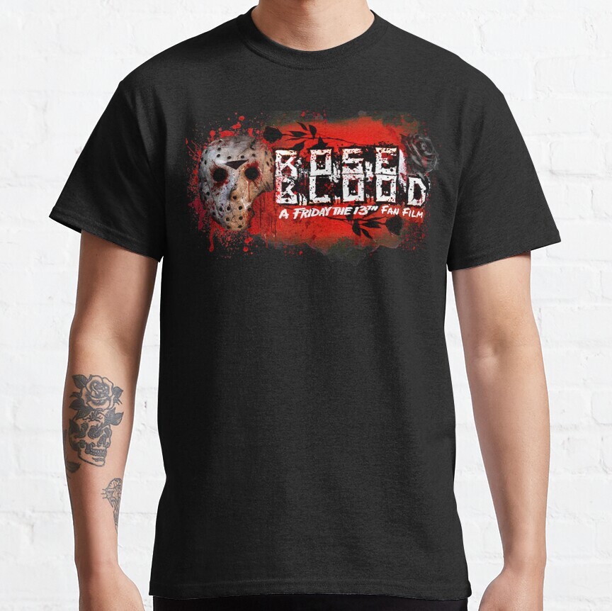 Cotton T-Shirt Friday The 13th Jason Voorhees Rose Blood Camp Blood