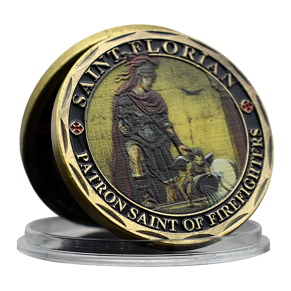 Courage Firefighter Copper Saint Guardian Coin Medal Florian Souvenir Honor