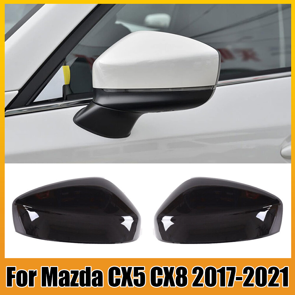 ABS Gloss Black Rearview Mirror Cover Trim Cap For 2017-2021 Mazda CX-5 CX5 CX8