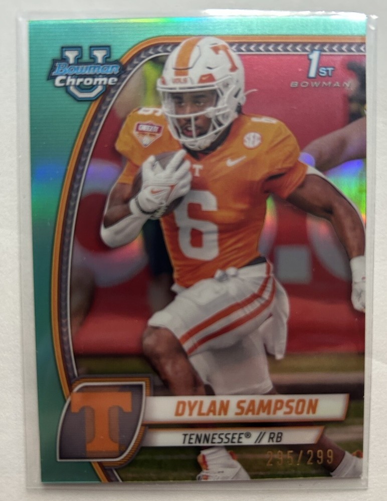 2024 Bowman Chrome U 1st Dylan Sampson #69 Aqua Refractor /299 RC Tennessee SP