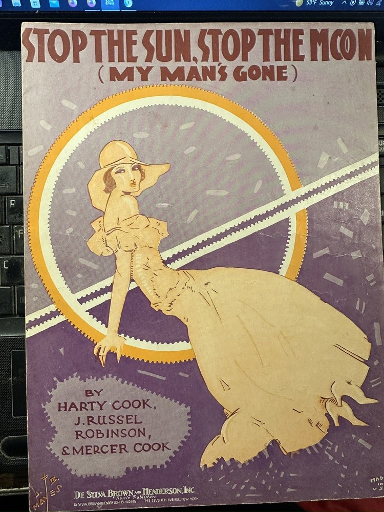 K 1933 Ragtime J. Russel Robinson Sheet Music STOP THE SUN, STOP THE MOON